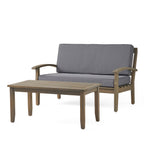 Outdoor Chat Set with Coffee Table and Loveseat, Dark Grey