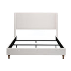 Hayden King Size Upholstered Wingback Bed with Textured Ivory Canvas and Tall 54' Headboard