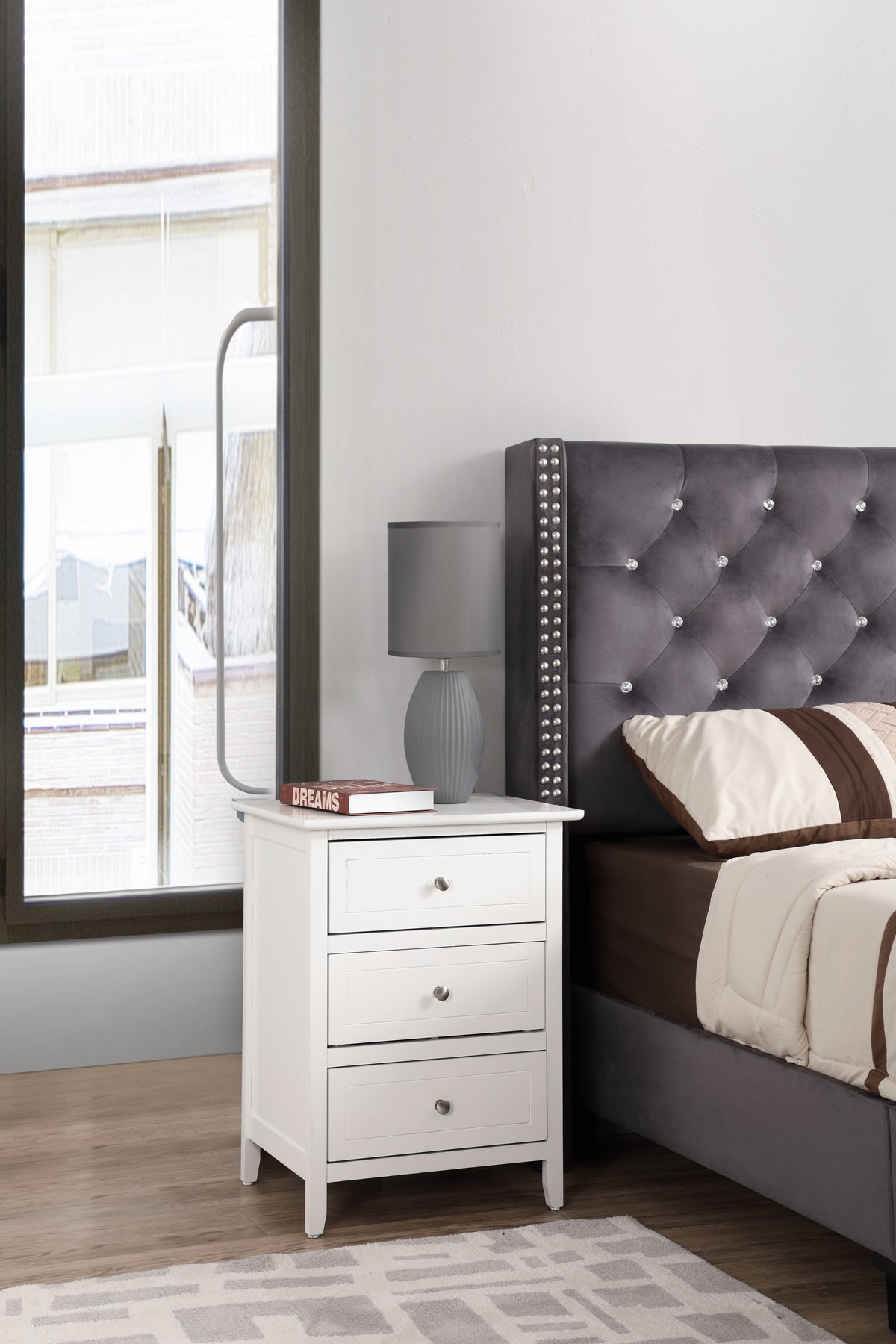 Versatile White Transitional Nightstand