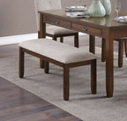 Dark Cherry Finish Wooden Frame 1pc Bench Chenille Upholstery Dining Furniture Kitchen Breakfast