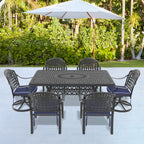 7-Piece All-Weather Cast Aluminum Dining Set, Include 2 Swivel Chairs,4 Dining Chairs and Rectangular Table With Black Frame(same sku:W1710S00377)