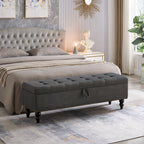 59' Bed Bench with Storage Grey Fabric