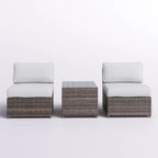 Outdoor Rattan Wicker 2-Person Seating Set with Cushions in Brown and Gray