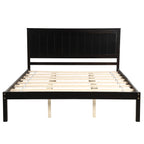 Espresso Platform Bed Frame with Headboard, Wood Slat Support, No Box Spring Needed, Queen, Pine and MDF Construction