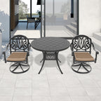 3-Piece All-Weather Cast Aluminum Dining Set, Include 2 Swivel Chairs and 39.37' Round Table With Black Frame
