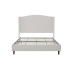 Minimalist Designs Hannah Upholstered Wingback King Bed Frame with 54' Headboard in Premium Textured Canvas Chenille Look Ivory