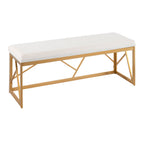 Folia Glam Metal Bench in Gold Steel and White Velvet by