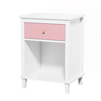 Pink+Golden Handle Wooden Nightstand 26.77''H with One Drawer One Shelf for Kids and Adults