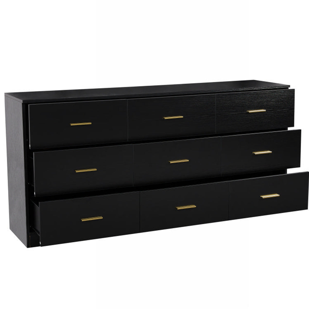 Modern Black 9-Drawer Dresser for Bedroom - Ample Storage Wide Chest of Drawers, Engineered Wood
