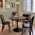 (Walnut Color) Round Table, ∅31.5'' Modern Dining Table, Dining Table,MDF Top and Steel Base Tulip Round Kitchen Table,Kitchen Table, Mid Century Coffee Table for Living Room, Oval Dining Table