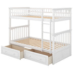 Mystrene Twin over Twin Convertible Bunk Bed with Drawers, White