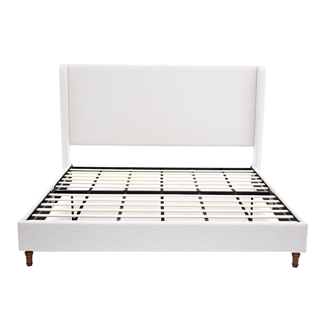 Harper Tall Upholstered Bed with 54' High Headboard in Textured Ivory Canvas