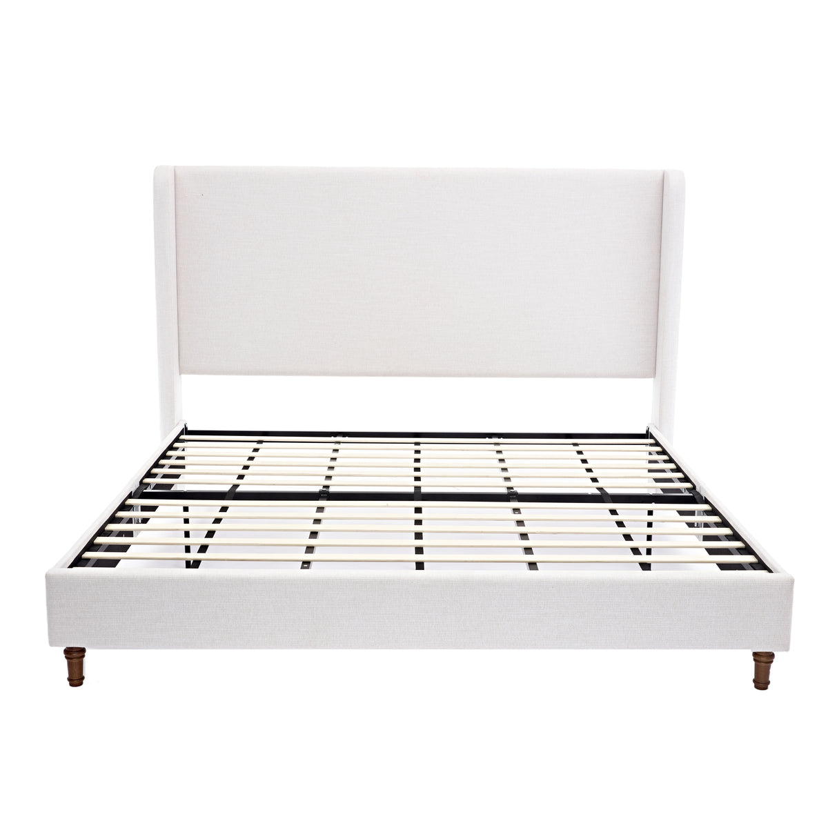 Harper Tall Upholstered Bed with 54' High Headboard in Textured Ivory Canvas