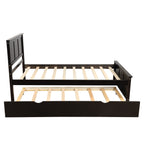 Espresso Platform Bed with Twin Trundle, Solid Pine and MDF Frame, Twin Size, 78.98''L x 42.7''W x 41.3''H
