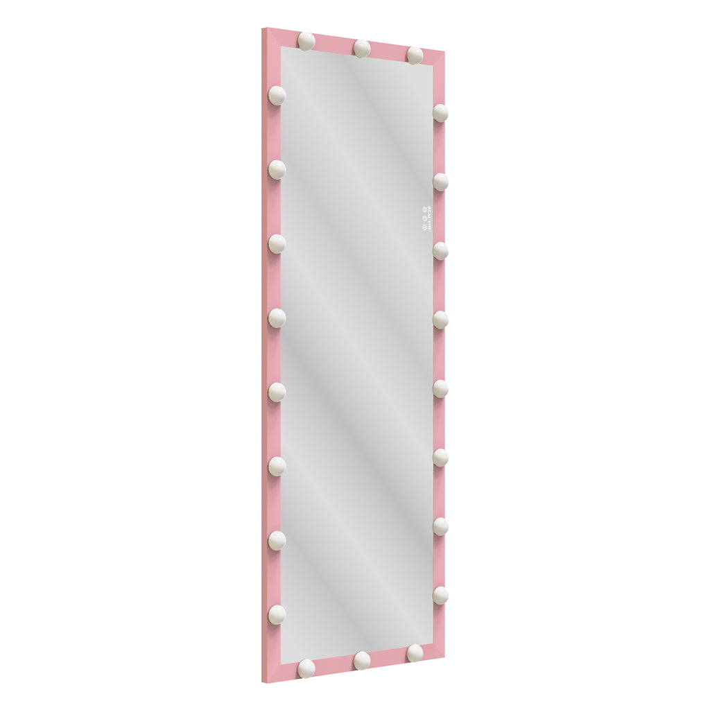 Hollywood Style Full Length Mirror with Lights, 3 Color Modes, Pink Aluminium, 62.6'x23.3'