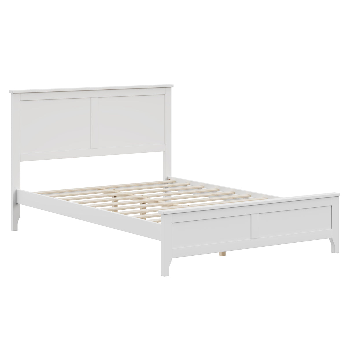 Modern White Solid Wood Full Platform Bed with Sturdy Wooden Slats Support, No Box Spring Needed, Pine Wood and MDF Frame, 78.4 x 58 x 42.3 Inches