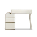 Elegant White Liriodendron Chinense Dresser Table with Stool, 100% Solid Wood, Compact Storage, 80cm Width