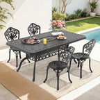 5-Piece Set Of All-Weather Cast Aluminum Dining Furniture Set With Black Frame(same sku: W1710S00530)