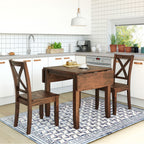 TOPMAX 3-Piece Wood Drop Leaf Breakfast Nook Dining Table Set with 2 X-back Chairs for Small Places, Walnut(old sku:SP0000164AAD)
