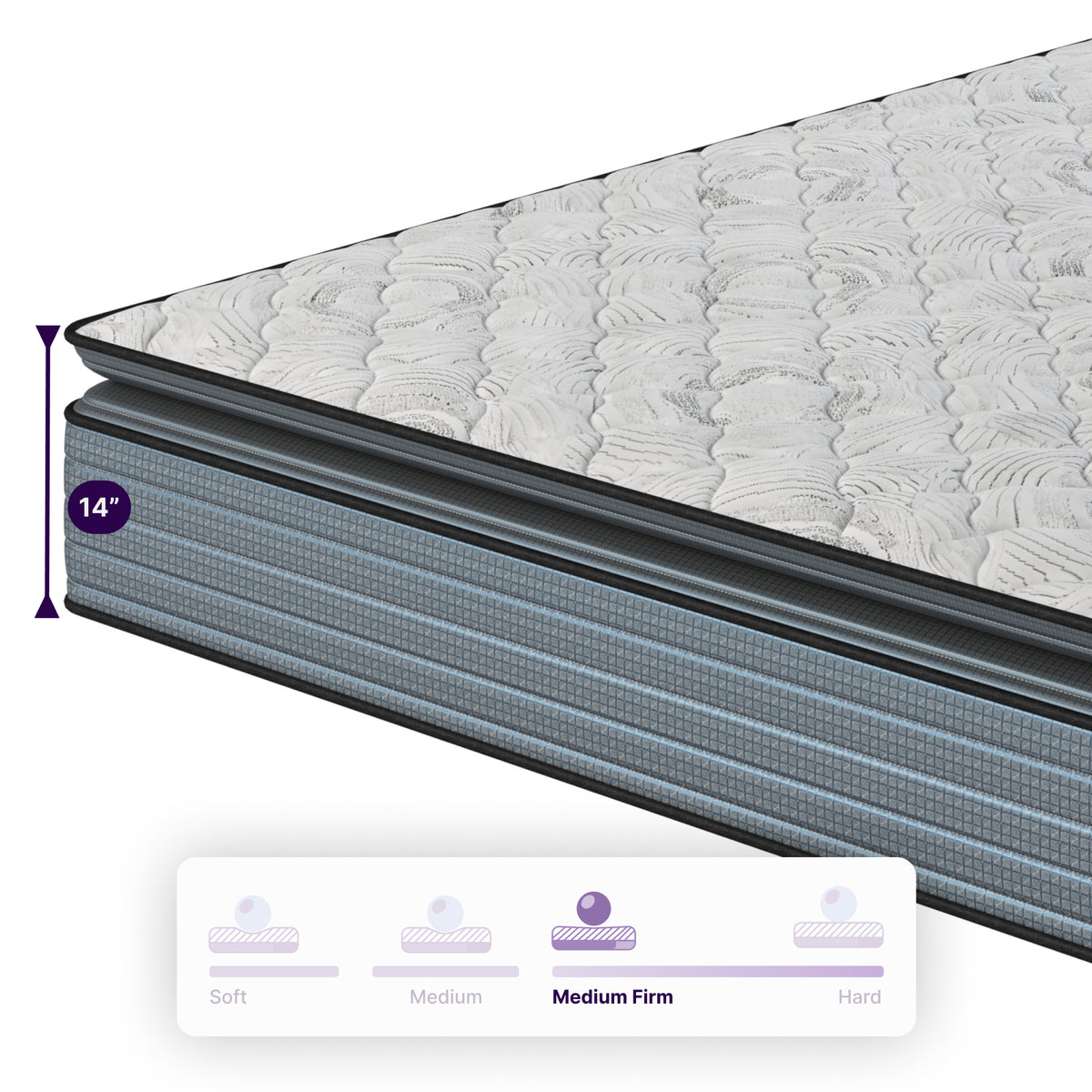 NapQueen Isabella 14 Inch Queen Hybrid Pillow Top Mattress in Grey+White with Foam+Spring Construction, CertiPUR-US Certified, Made in USA