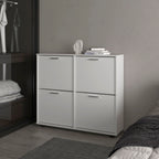 FM FURNITURE Nutrioso Tilt-Out Shoe Storage Cabinet with Multiple Compartments and Modern Desig, White