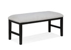 1pc Light Gray Upholstered Bench Soft Neutral Tone Dark Finish Legs Wooden Dining Room Furniture