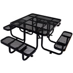 Square Outdoor Steel Picnic Table 46' black ,with umbrella pole