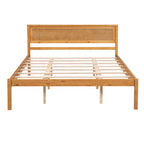 Oak Platform Bed Frame with Headboard, Wood Slat Support, No Box Spring Needed, Queen, Pine and MDF