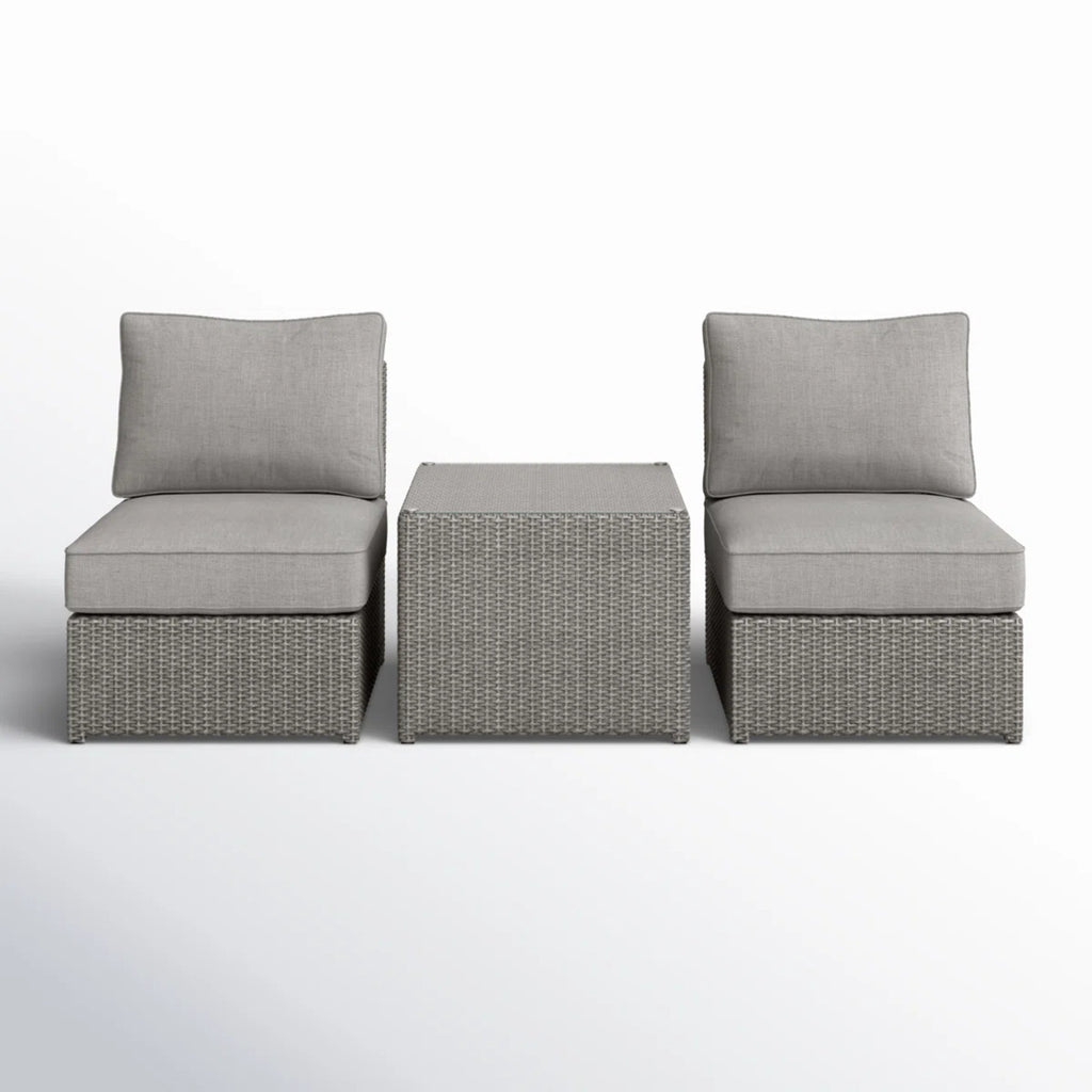 Modern Wicker Outdoor Seating Set with Cushions in Gray, HDPE Wicker, 2-Piece
