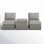 Modern Wicker Outdoor Seating Set with Cushions in Gray, HDPE Wicker, 2-Piece