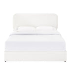Liv Queen Size Ivory Boucle Upholstered Platform Bed with 4-Drawer Storage and Adjustable Tufted Headboard