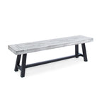 Tranquilizer Outdoor Acacia Wood Bench with Slat Panel Design, Sandblasted Light Gray + Black