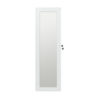 White Solid Wood Jewelry Armoire Organizer with Full-Length Mirror, Wall-Mounted Lockable Cabinet with LED Light, 47.5x14.3 in