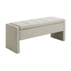 Modern Upholstered Bed End Bench with Storage, Comfy Light Grey Linen Foot Rest for Living Room and Bedroom