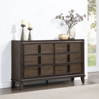 Aetheria Contemporary Wood 6-Drawer Dresser in Dark Brown