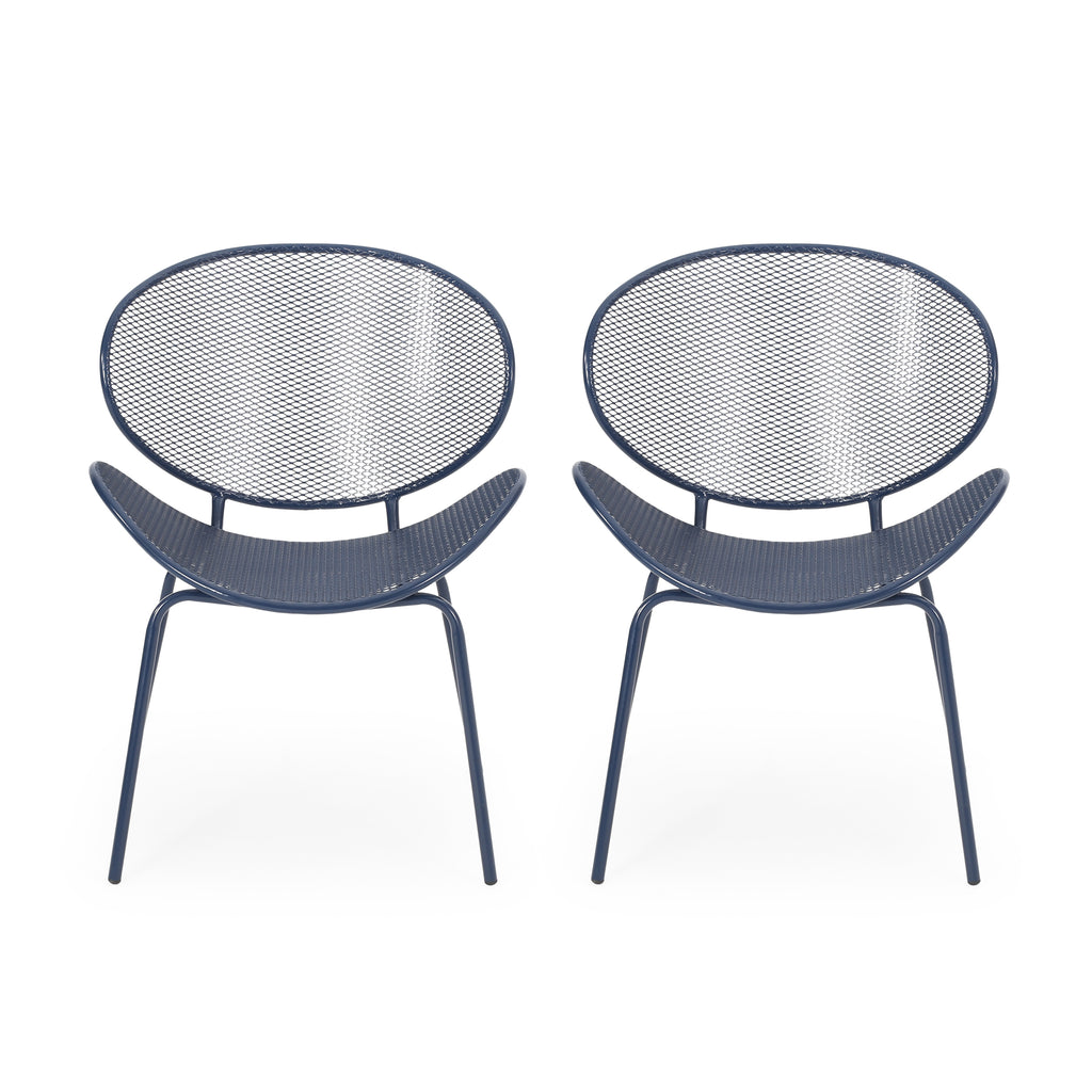 Contemporary ELBA Chair Set for Outdoor Relaxation in Navy Iron