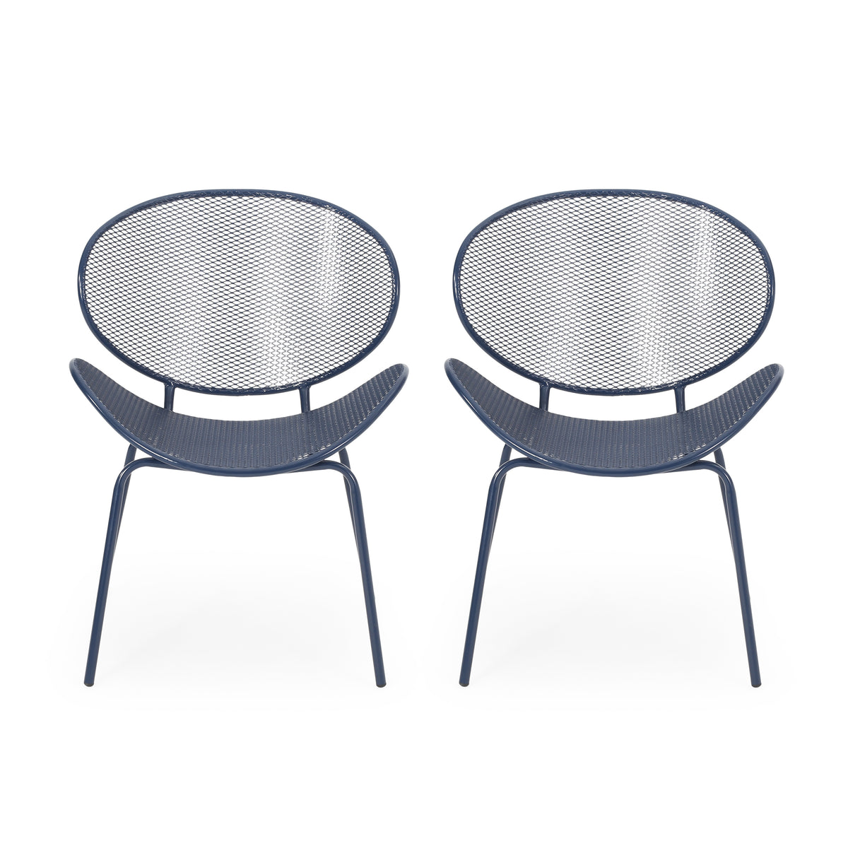 Contemporary ELBA Chair Set for Outdoor Relaxation in Navy Iron