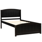 Espresso Wood Platform Bed with Headboard, Footboard and Wood Slat Support