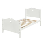 Minimalistic Twin Platform Bed Frame with Wood Slat Support and Headboard Footboard in White