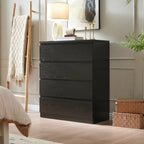 4 Drawer Dresser,Modern Storage Chest of Drawers,31.5In Black Dresser for Closet with Handle-Free Design, Closet Chests Organizer for Bedroom, Living Room,Black