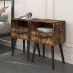 Two Sets of Nightstand,Modern Bedside Table with Storage Drawer and Open Wood Shelf, for Living Room, Bedroom and Small Spaces, Accent Night Stand, Easy Assembly