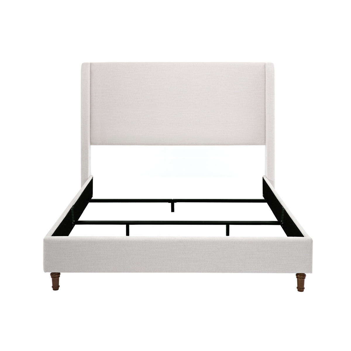 Hayden Upholstered Wingback Bed Size Queen / Tall 54' Headboard Upholstered Queen Bed / Without Wooden Slats / Box Spring Request / Queen / Textured Ivory Canvas / Elegant Simplicity / Easy Assembly