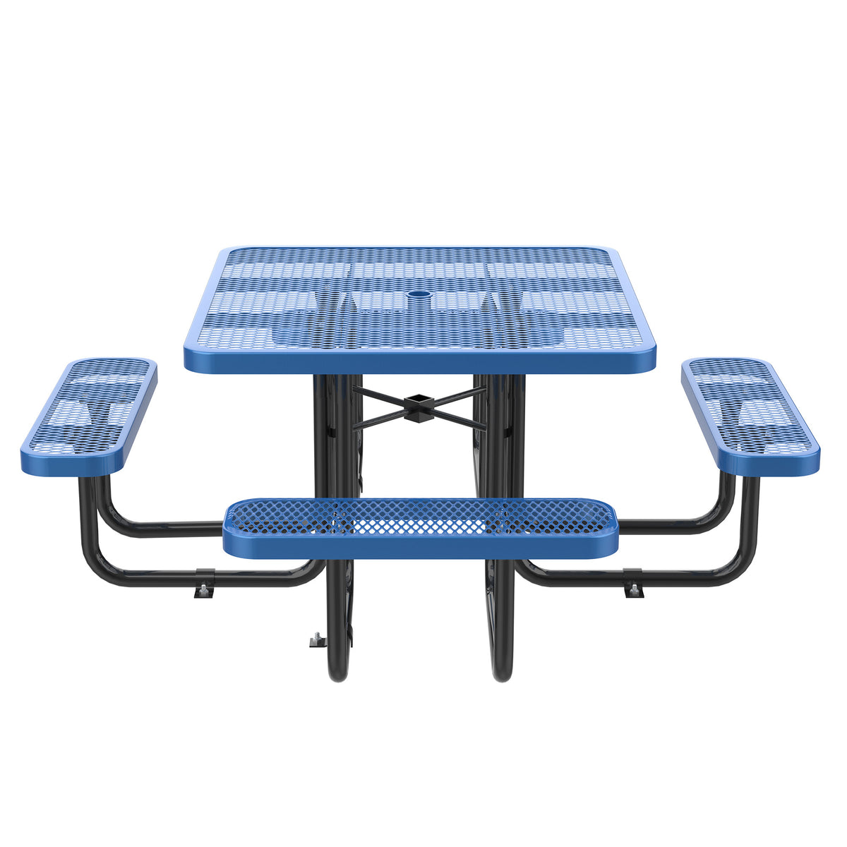 46-Inch Blue Square Picnic Table with Umbrella Hole