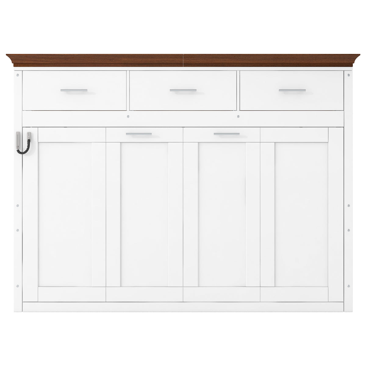 White Twin Size Murphy Bed with 3 Drawers, LVL + MDF Frame, 85.6''L x 15.1''W x 60.5''H
