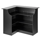 Home Bar Unit, L-Shaped Wine Bar Cabinet Table 4-Tier with Storage Shelves,  Wine Glass Holder, 300 lbs Max Capacity, Wood Liquor Cabinet for Home, Kitchen, Living Room, Pub, Basement, Black
