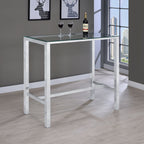 Tommy Chrome 47-inch Bar Table: Modern Glass Top with Polished Chrome Metal Frame, Rectangular Design