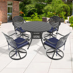 5-Piece All-Weather Cast Aluminum Dining Set, Include 4 Swivel Chairs and 39.37' Round Table With Black Frame (same sku: W1710S00438 )