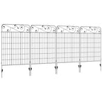 Outsunny Garden Fence, 4 Pack Steel Fence Panels, 11.5' L x 43' H, Rust-Resistant Animal Barrier Decorative Border Flower Edging for Yard, Landscape, Patio, Outdoor Decor, Square Vines