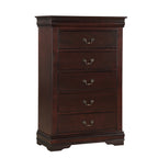 Contemporary Louis Philip Cherry Finish Chest with Five Drawers Solid Wood Ample Storage