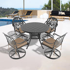 5-Piece All-Weather Cast Aluminum Dining Set, Include 4 Swivel Chairs and 39.37' Round Table With Black Frame (same sku: W1710S00437 )
